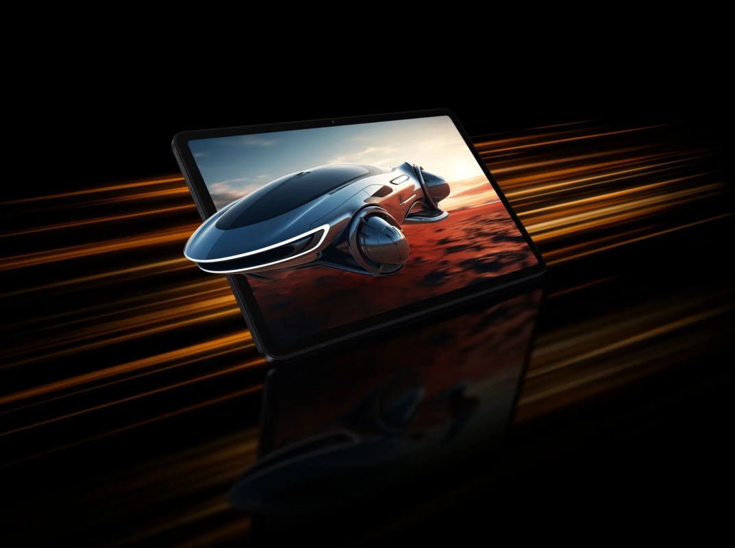 タブレットから飛び出す未来的な車のCGイラスト