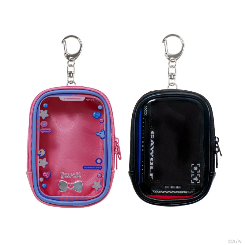 2つのキーホルダー付きポーチの写真。