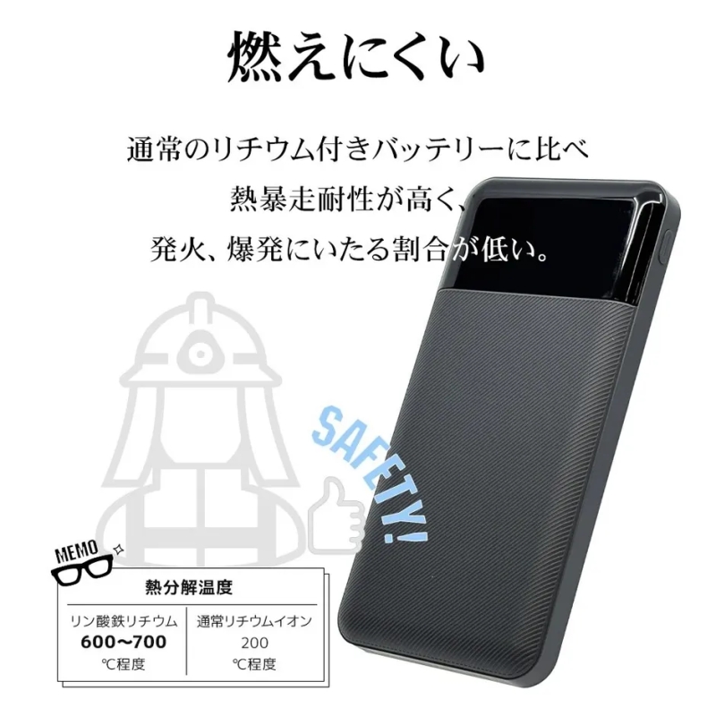 熱暴走に強く、発火しにくい