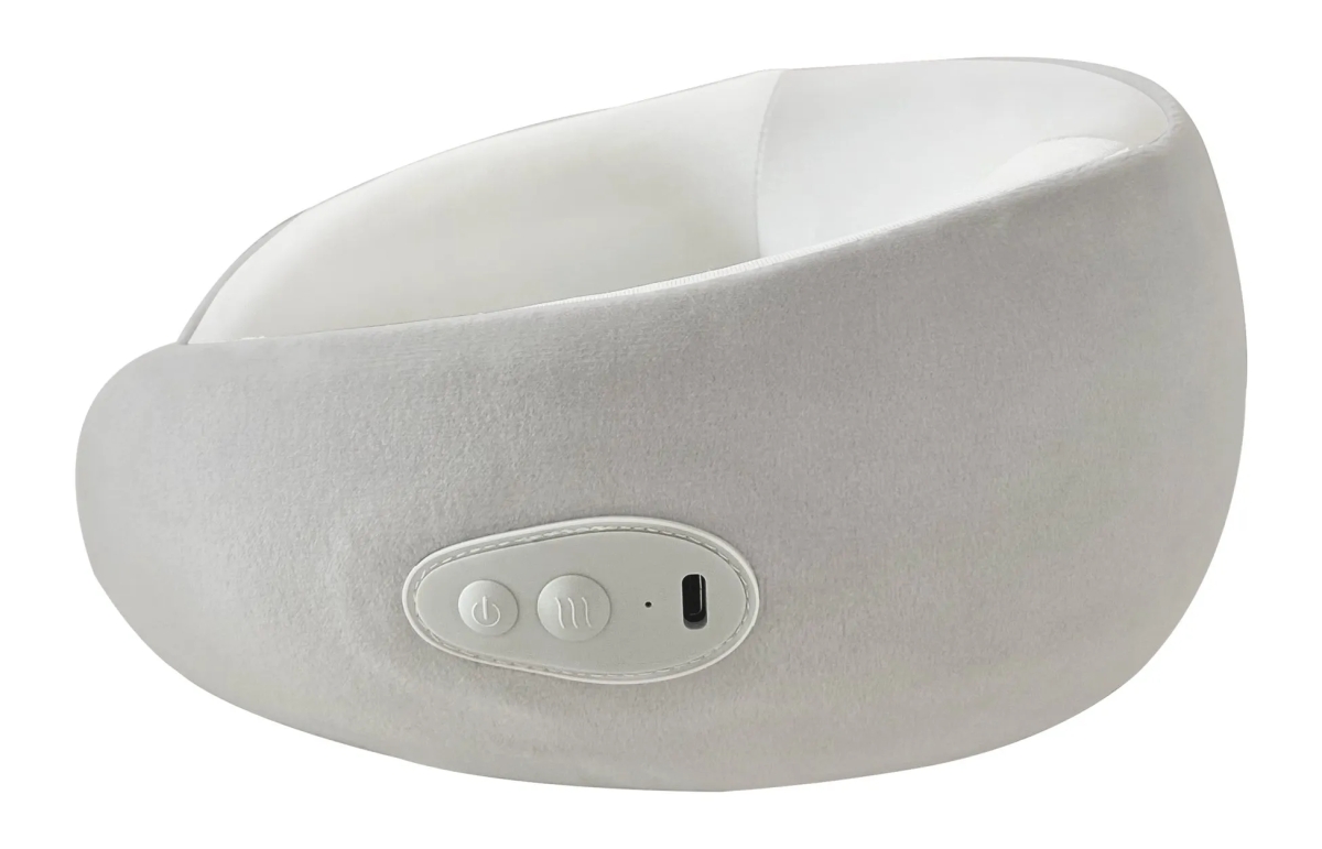 白とグレーのアイマスクのクローズアップ画像