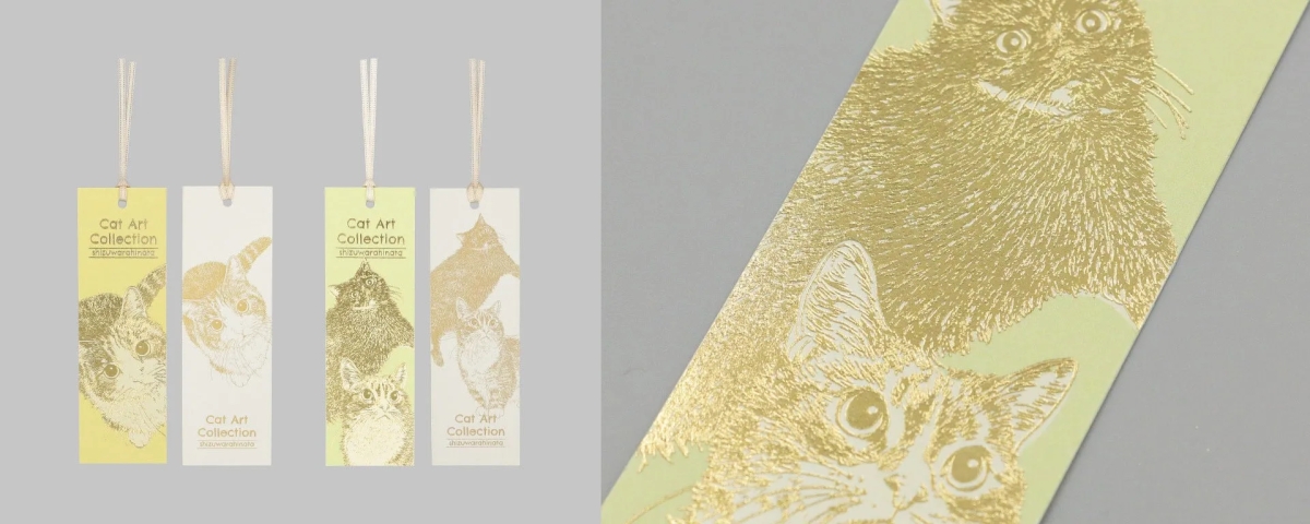 猫のイラストが描かれた栞のセット