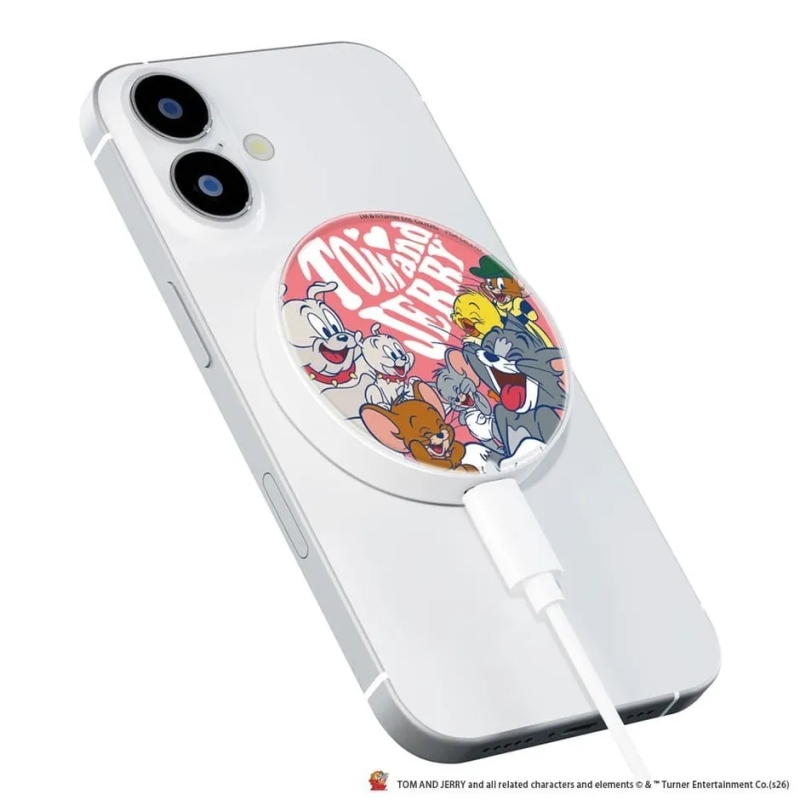 トムとジェリーのキャラクターが描かれたiPhoneのワイヤレス充電器