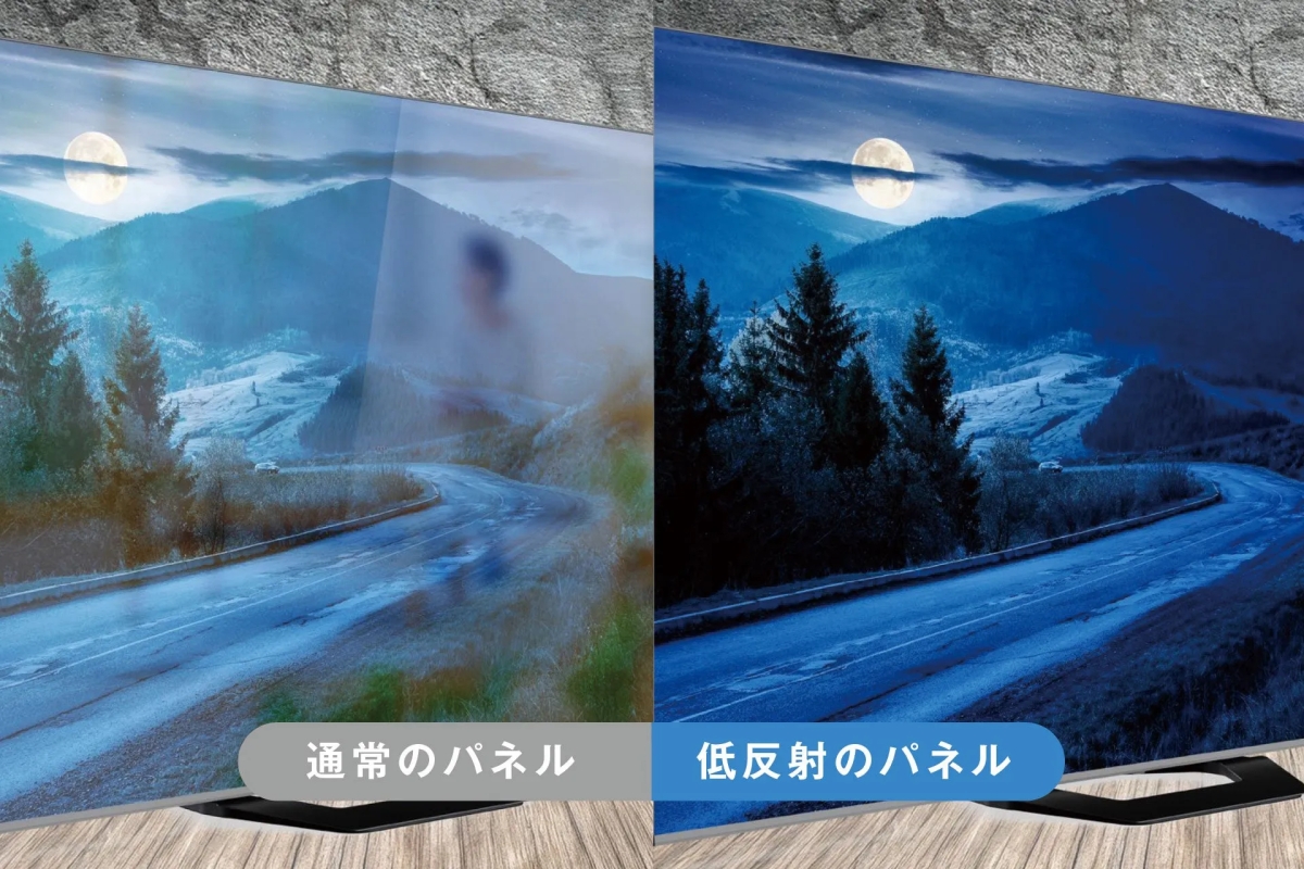 低反射パネルと通常パネルの比較