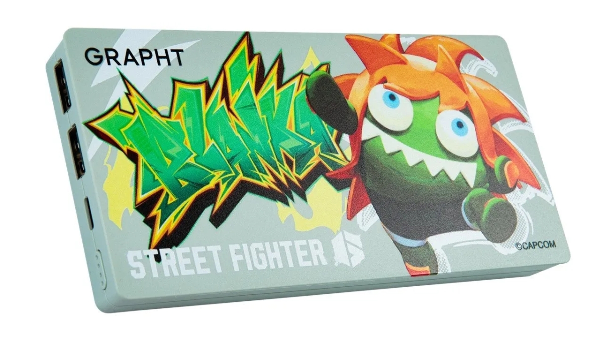 ストリートファイターのキャラクターが描かれたモバイルバッテリーです。