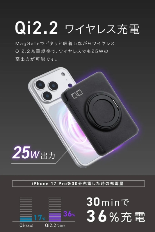 Qi2.2 25Wワイヤレス充電